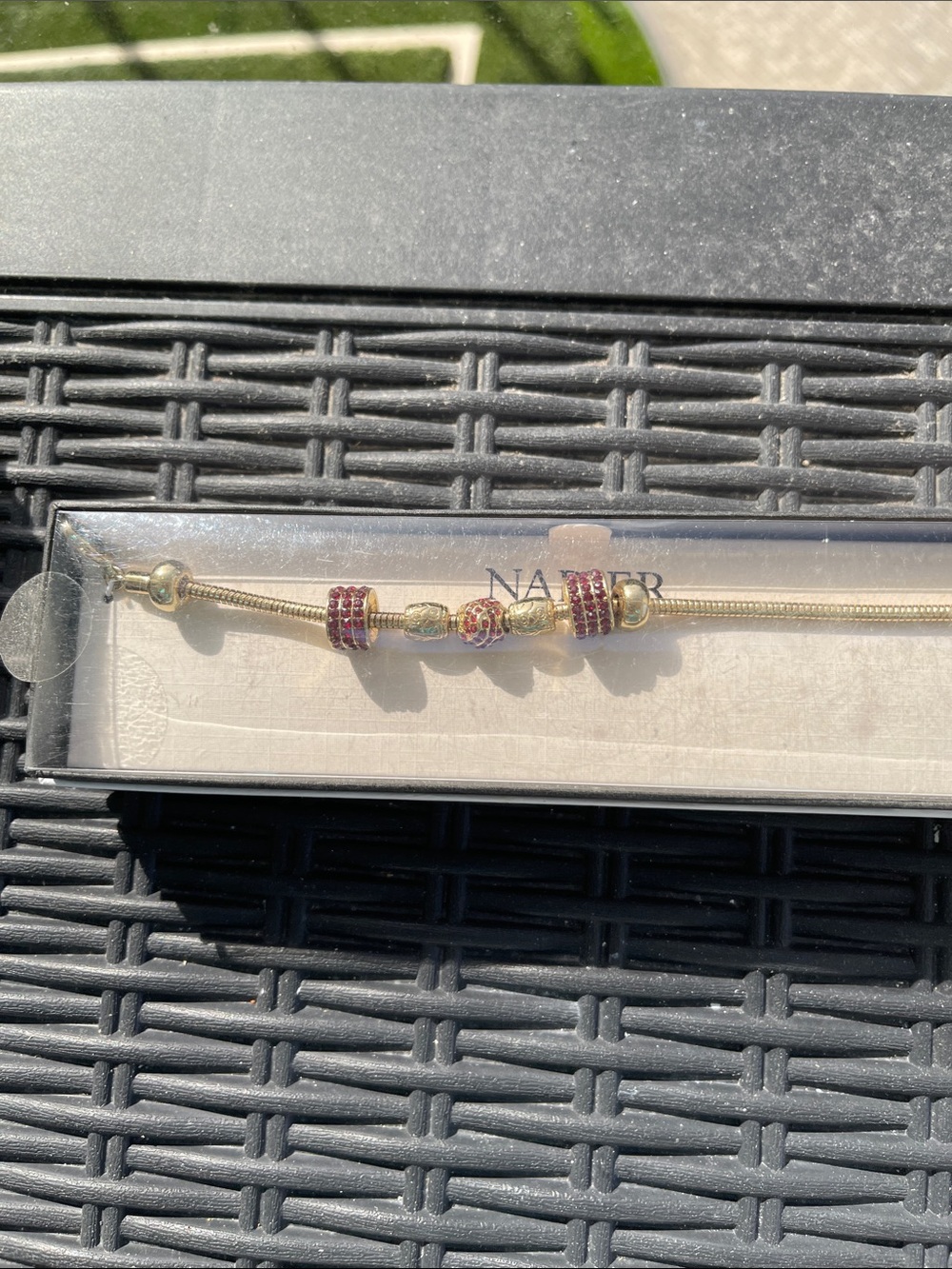 Napier Gold-Tone Snake Chain Bracelet with Purple Accent Beads